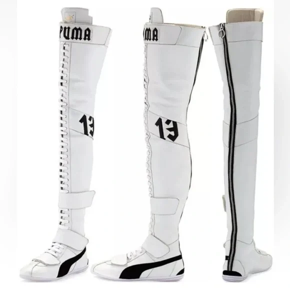Fenty Puma Over The Knee White Boxing Boots By Rihanna Womens Size 6.5 - Picture 3 of 6